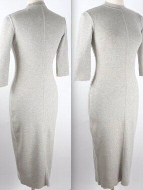 Ralph Lauren Purple Label sz S - M sweater dress cashmere midi 3/4 sleeves gray